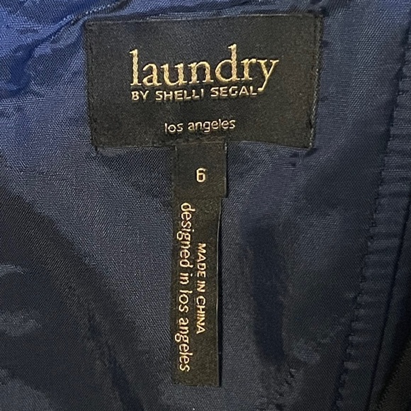 Laundry by Shelli Segal Strapless Navy Satin Rosette Cocktail Party Dress Size 6 - Picture 6 of 7